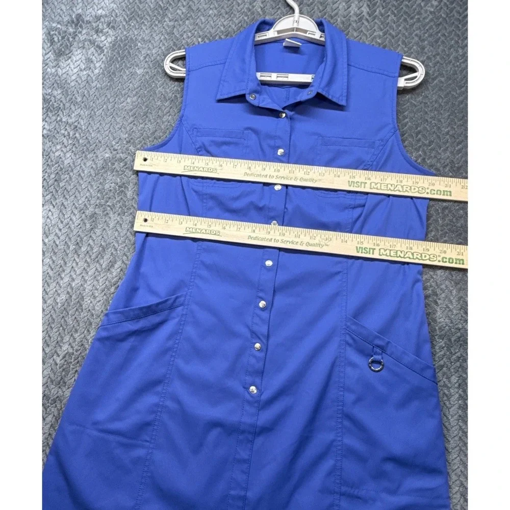 Daily Sports Sleeveless Dress XL Sweden Athleisure Golf Blue Silver Snap Pockets - Picture 10 of 11
